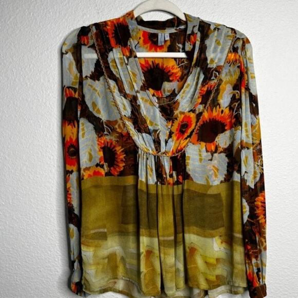 Anthropologie Cordelia pleated peasant blouse by BL^NK London Small - Picture 5 of 16